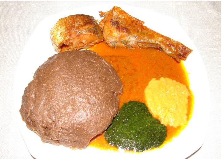 Amala and Ewedu and fish Stew