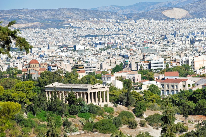 View Of Athens City With Temple Of Hephaestus