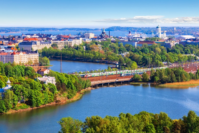 Aerial panorama of Helsinki, Finland