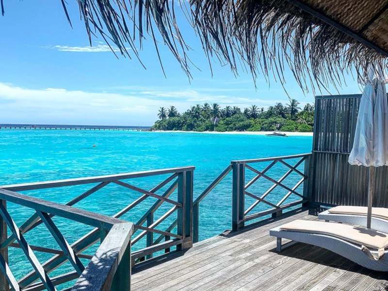 Gorgeous view from a private deck in the Maldives