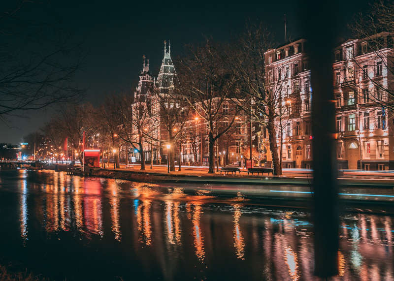 Nighttime in Amsterdam Budget Travel